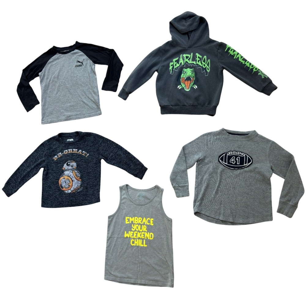 Boys Top Bundle Size 5-7 Puma Star Wars Cat & Jack Sonoma Hoodie Tank Tee 5pc